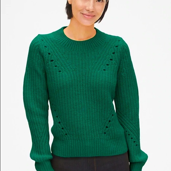 Gap Brushed Wool-Blend Pointelle CrewNeck Sweater - Picture 1 of 4